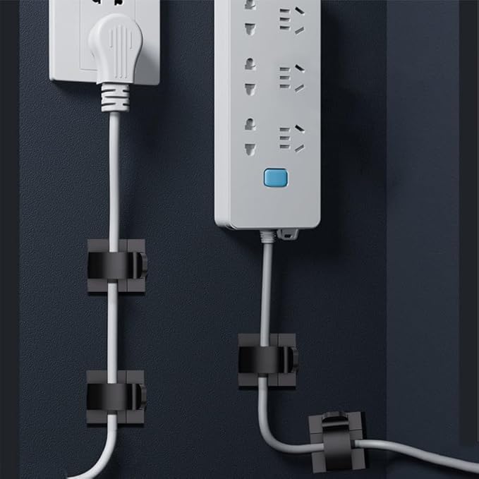 100 PCS White Adhesive Cable Clips Cord Organizer (Small, Medium,Large),Wire Holder for Cable Management, Outdoor Light Clips Light Hooks for LED String,Car Dash Cam, Extension Cord (White)