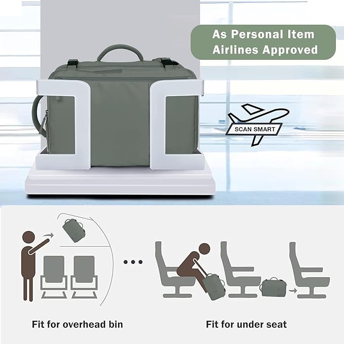 Hanples Women's Large 17.3 Inch Laptop Backpack, Olive Green, Waterproof, Suitable for Air Travel