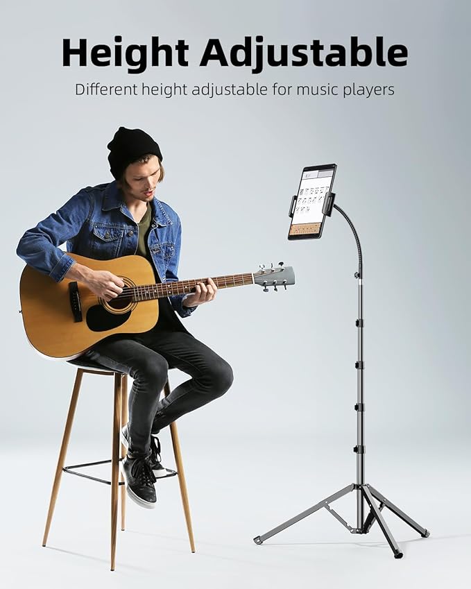 Weilisi Heavy Duty Tablet Tripod Stand 82” Tall, Floor Stand with Remote and Adjustable Gooseneck for Watching/Stream/Recording, Tripod for iPad Pro 12.9”/Kindle/iPhone, and All 4.5-13” Tablet/Phone