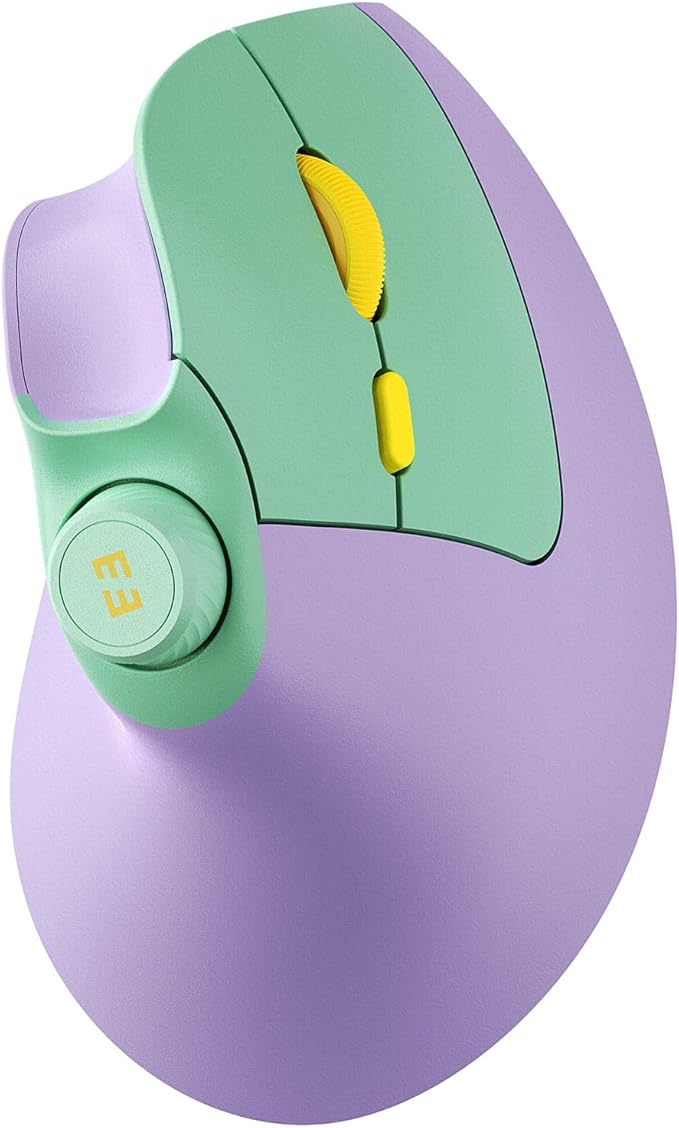 seenda Ergonomic Mouse Rechargeable, USB+Dual Bluetooth, MOU-302 Vertical Wireless Mouse with Volume Knob, Quiet Clicks, Multi-Device Cordless Mice Compatible for Windows, PC, Laptop, Mac OS, Purple