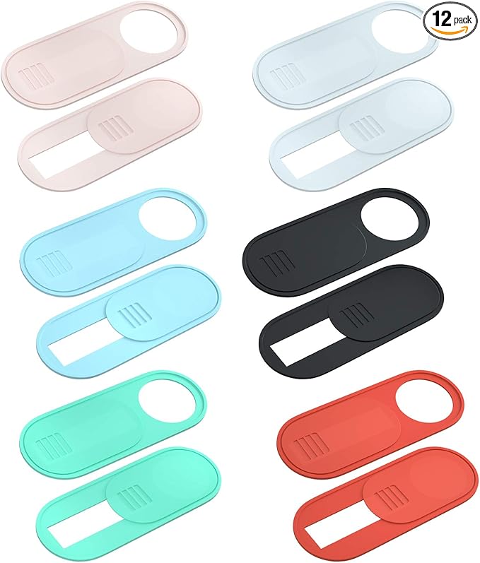 Camera Cover Slide, Ultra-Thin Laptop Accessories, Laptop Camera Cover Slide Blocker for Macbook, iMac, Laptop, Desktop, iPad, iPhone, PC & Tablet Protect Privacy Security (Multicoloured-12 Pack)