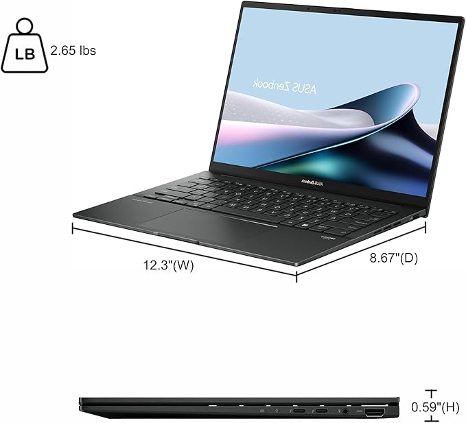 ASUS Zenbook 14 Designer Laptop 14" WUXGA Lumina OLED Touch (500nits HDR, 100% DCI-P3) Intel 16-core Ultra 7 255H (Up to 13 Tops) 16GB DDR5 1TB SSD for Work Business Win11 ICP Hub w/Copilot AI