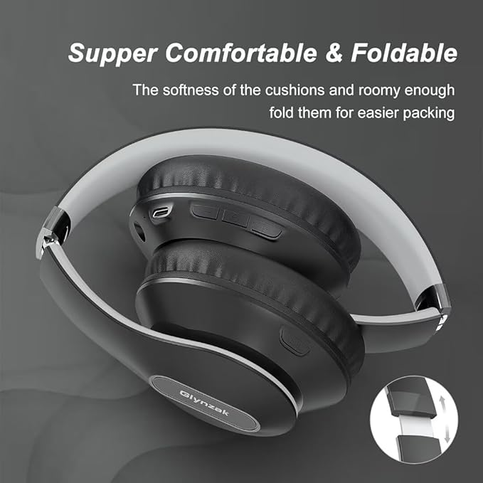 Wireless Bluetooth Headphones Over Ear, 65H Playtime HiFi Stereo Headset with Microphone and 6EQ Modes Foldable V5.3 Bluetooth Wireless Headphones for Travel Computer Laptop