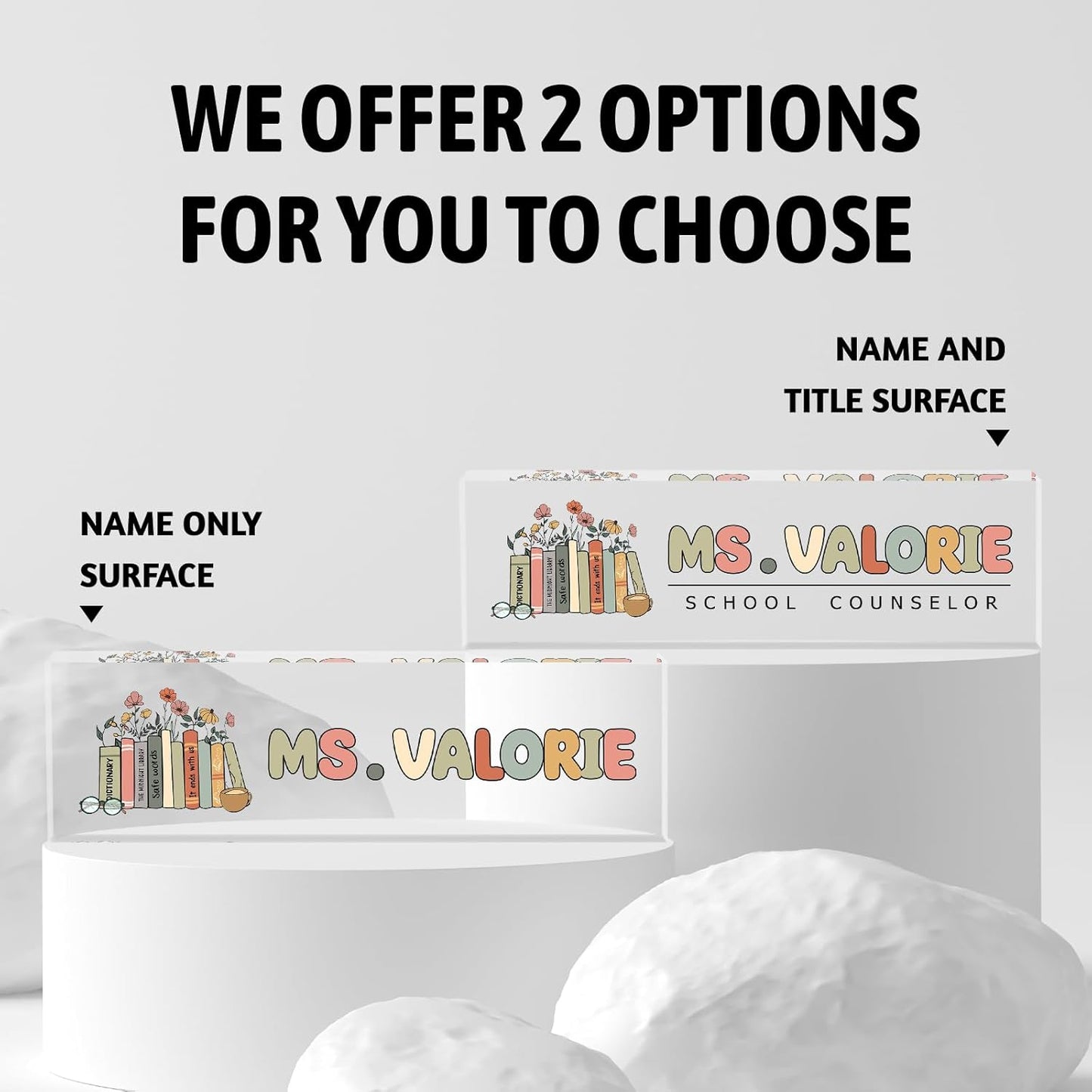 Personalized Name Plate for Desk, Custom Desk Name Plate, Acrylic Name Plate Office Desk Accessories, Personalized Office Gifts for Coworkers Teachers, Employee Appreciation Gifts (C-Teacher)