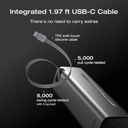 EF ECOFLOW Rapid Pro Power Bank (27650mAh, 300W, 140W Built-in Cable), 4-Port Portable Charger, 140W Output, Up to 320W Recharge, Compatible with iPhone 17/16/15/14, Samsung, Laptop and More