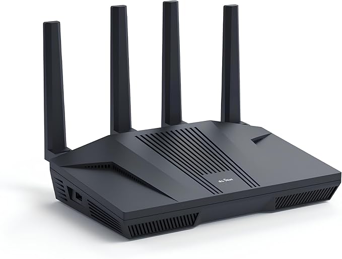 GL.iNet GL-MT6000 (Flint 2) WiFi 6 High Speed Gaming Routers for Wireless Internet, 2 x 2.5G Ethernet Ports for Fiber Optic Modem, Long Range Computer VPN WiFi Router, Home & Business