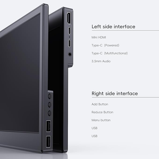 Portable Monitor, 11.6" HDMI USB-C IPS External Screen Small, Built-in Dual Speakers Gaming for Laptop PC, Plug & Play,Lightweight Small Monitor for On-The-Go Use,Black