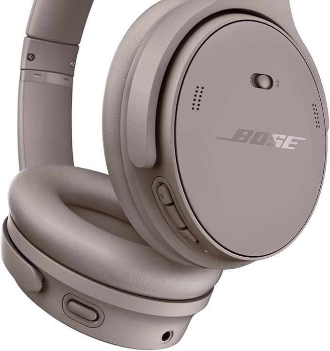 Bose QuietComfort Headphones - Wireless Bluetooth Headphones, Active Over Ear Noise Cancelling and Mic, USB-C Charging, Deep Bass, Up to 24 Hours of Playtime, Sandstone