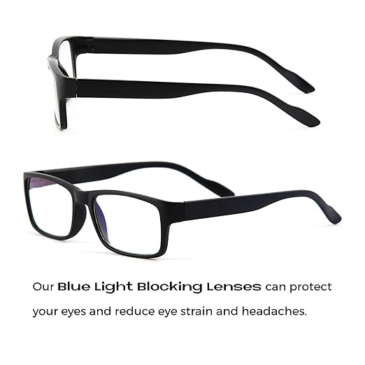 Readerest 3.5 Blue Light Reading Glasses - Lightweight Computer Glasses - Eye Strain, UV Glare Protection (Black)