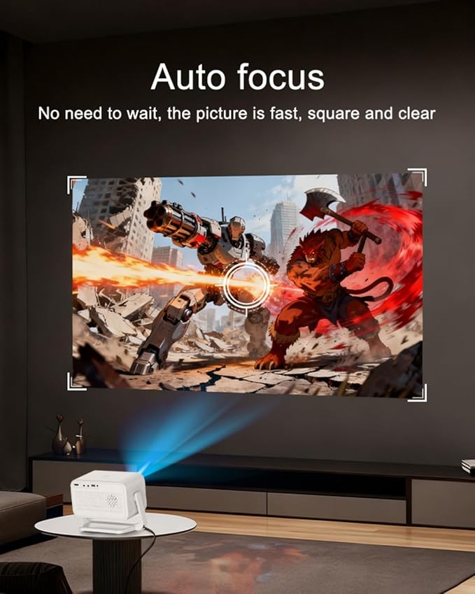 [1800 ANSI Lumens/ Auto Focus] 2025 Upgrade 5G WiFi Bluetooth Projector, 4K Supported Native 1080P Full HD Smart Proyector with 360° HiFi Sound for Home Theater Outdoor Movie Night