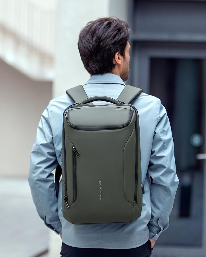 Muzee Backpack for Men Waterproof and Travel Laptop Backpack with USB Charging, Fits 17 Inch Laptop and Tech Gear