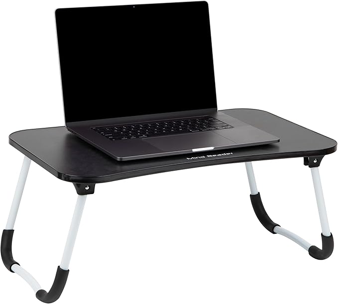 Mind Reader Lap Desk Laptop Stand, Bed Tray, Folding Legs, Couch Table, Portable, MDF, 23.25" L x 13.75" W x 10.5" H, Black