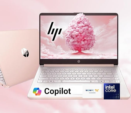 HP 14 Ultrabook • Intel 4-Core N150 • Microsoft 365 • Copilot AI • 8GB RAM • 1.6TB Storage (128GB SSD + 512GB Portable + 1TB OneDrive) • Wi-Fi 6 • 12 Hr Battery • Rose Gold • w/WOWPC Bundle • Win 11