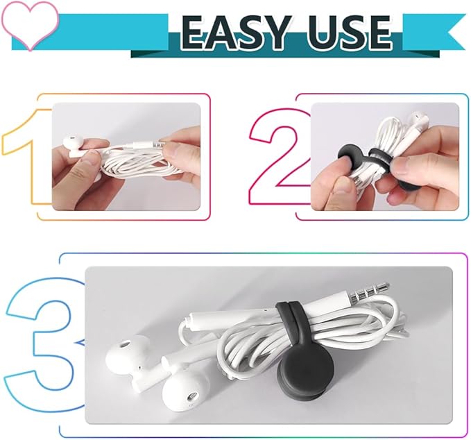 Kanemc Magnetic Cable Holder, Silicone Cord Wrap Elastic Twist Ties Magnetic Cable Keeper For Travel Cables Storage (10Pcs-Gray)