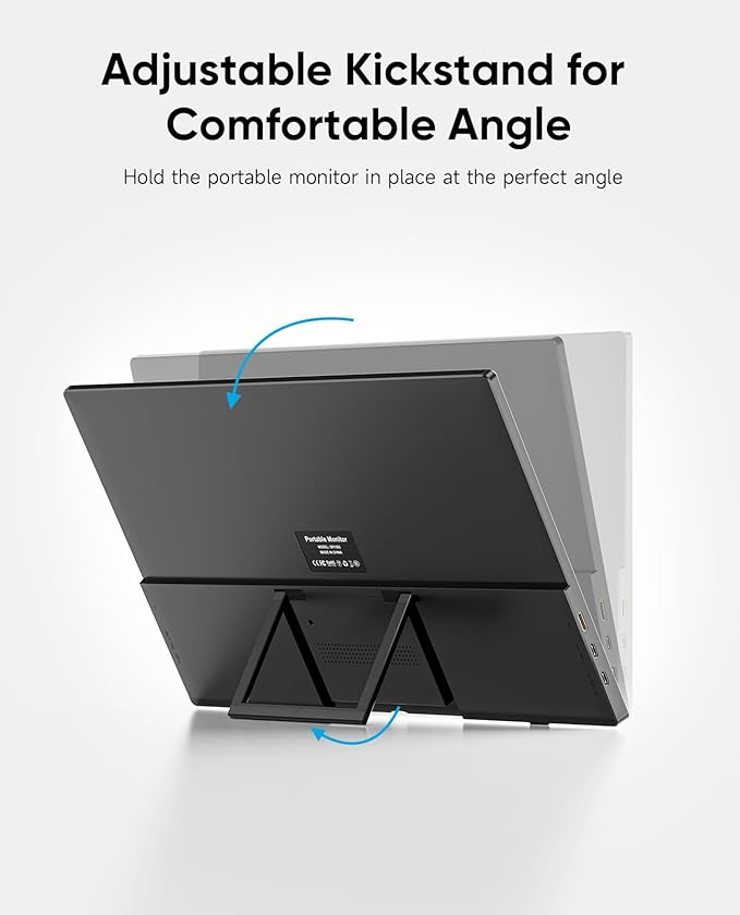 Portable Monitor, 15.6" FHD 1080P Travel Portable Monitor for Laptop, Ultra-Slim External Screen with Kickstand, Screen Extender for Laptop PC Mac Phone PS4/5 Xbox Switch