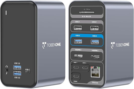 USB C Docking Station Dual Monitor for MacBook Pro, 15 in 2 USB C Laptop Docking Station Dual Monitor HDMI for MacBook Pro/Air with 2 4K HDMI Display, 6 USB A,USB C, SD&Micro SD,LAN, 87W PD 3.0