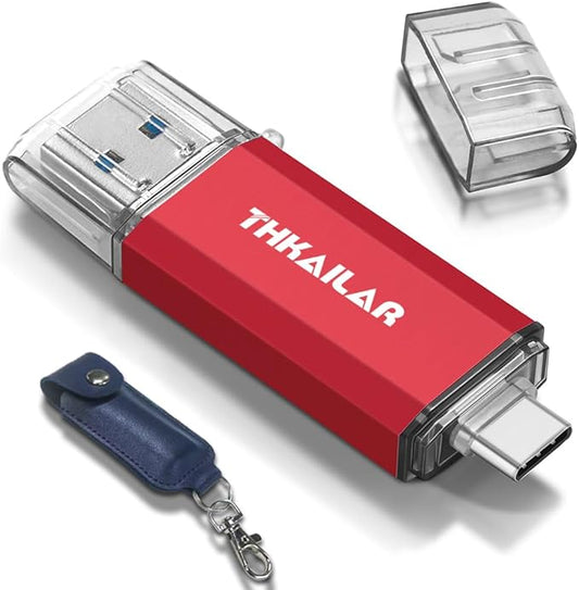 THKAILAR 2TB USB C Flash Drive,USB 3.2 Gen 2 Portable SSD up to 1000MB/s,Thumb Drive for iPhone 15/16 Series/Mac/PC/Android,Zinc Alloy Solid State Drive for High-Speed Data Storage
