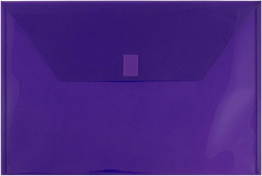 JAM PAPER Plastic Envelopes with Hook & Loop Closure - Legal Booklet - 9 3/4 x 14 1/2 - Purple - 12/Pack