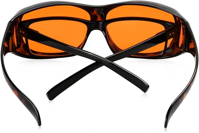 Eyekepper 100% Blue Light Reduction,Huge Fitover Anti-Blue Blocking Computer Eyeglasses with Extra Amber Lenses, Tortoise