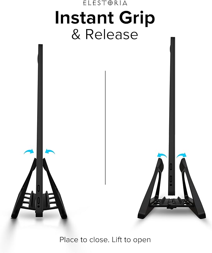 Elestoria Vertical Laptop Stand Holder- Adjustable Laptop Holder Vertical fits All MacBook, Chromebook & Gaming Laptops - Black