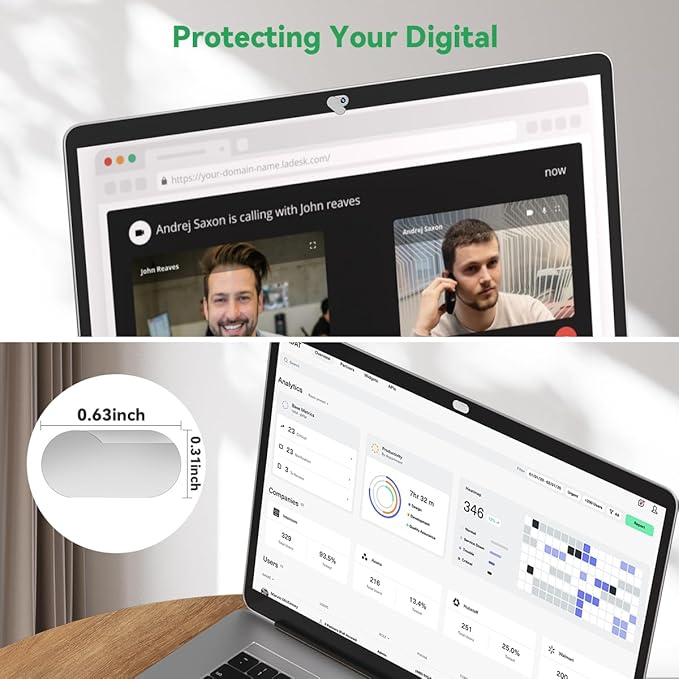 CloudValley Ultra-Thin Metal Webcam Cover for MacBook Pro/iPad/Laptop - 0.015" Privacy Camera Protector with 3M Adhesive (2-Pack) No Residue, Universal Fit for Laptop Accessories (Silver)