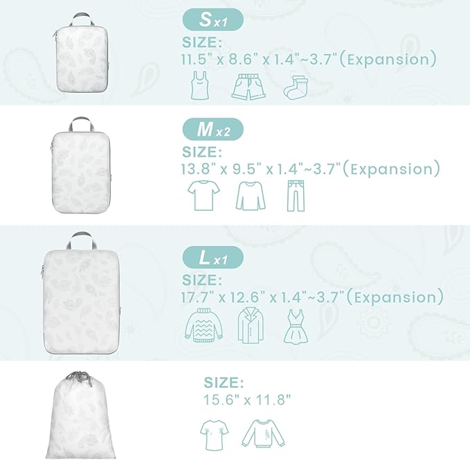 Cambond Compression Packing Cubes for Travel Women - Travel Bags Luggage Organizers Travel Essentials Compression Cubes for Travel Carry on Suitcases Organizer