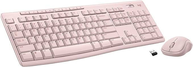 Logitech MK270 Wireless Keyboard and Mouse Combo for Windows, 2.4 GHz, 8 Multimedia Keys, PC, Laptop, Wireless Keyboard Compact Mouse Combo - Rose