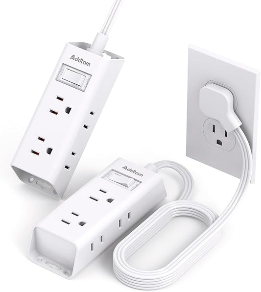 Flat Plug Power Strip, Flat Extension Cord with 6 Outlets Extender, No Surge Protector for Cruise Ship, Travel, Dorm, Home Office,2 Pack