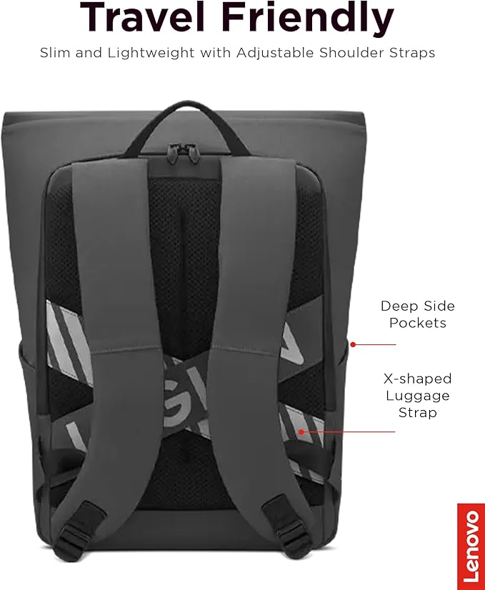 Lenovo Legion Gaming Backpack GB400 for Computers Up to 16 Inch - Lightweight Water Repellant Bag with Multiple Pockets, & Superior Valuables Protection for Gamers (Black)