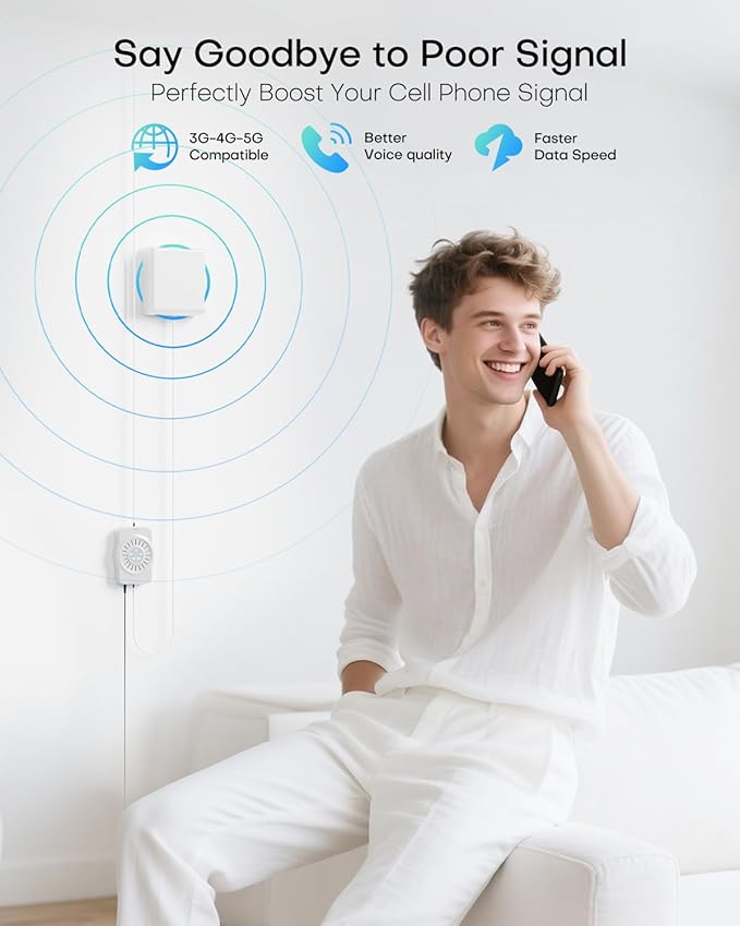 Cell Phone Booster for Home Office Multi-Room, Cell Phone Signal Booster for All U.S Carriers, 4500sq ft, Verizon Cell Signal Booster Boost 5G for AT&T, T-Mobile 72dB Gain Antennas 2025 Upgrade of 5S