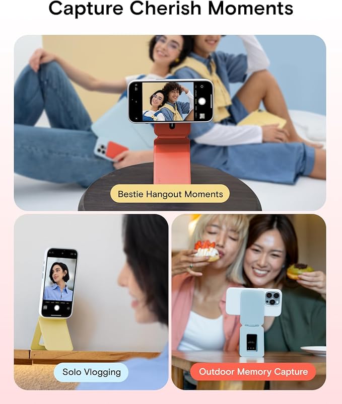 MOFT Phone Tripod Stand Selfie Stick for iPhone, Multi-Angles iPhone Stand, Lightweight & Portable Phone Holder, Strong Magnets, MOVAS Vegan Leather, Travel Essentials,Soothing Mist(Without Card Slot)