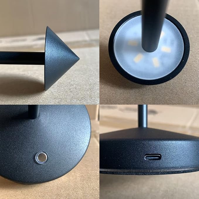 Rechargeable Cordless Table Lamp,Modern Black Battery Operated Table lamp,Portable LED Touch 2 Levels Brightness Dimmable Bar Lamp,Battery Powered Lamp for Bars,Restaurant,Living Room