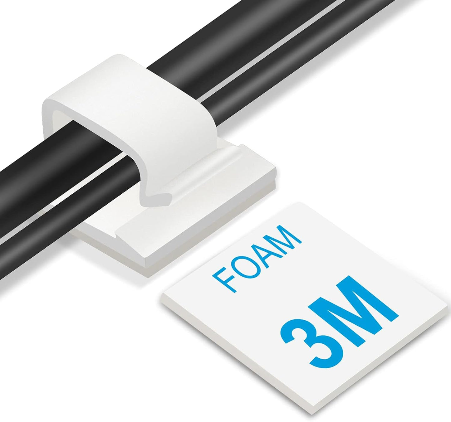 Adhesive Cable Clips White (Large, 45 PCS), Upgraded Wire Clips for Electric Wires, Cord Holders Management Under Desk, Car, Extension Cord, Ethernet Cable, LED Lights