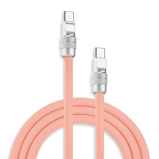 chubbycable Chubby 2.0 Fast Charging Cable Durable Soft Silicone USB C Cable 240W Extra Thick Charger Cord Compatible with iPhone 17-15 Series iPad, Pink, Type-C to Type-C, 3.3 FT