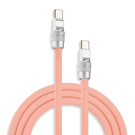 chubbycable Chubby 2.0 Fast Charging Cable Durable Soft Silicone USB C Cable 240W Extra Thick Charger Cord Compatible with iPhone 17-15 Series iPad, Pink, Type-C to Type-C, 4.9FT