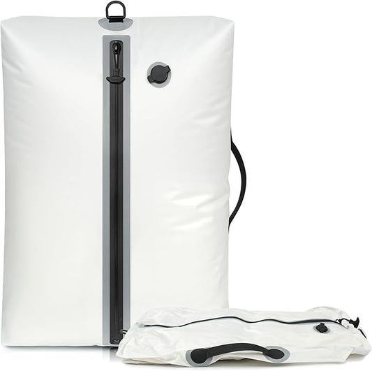 BAGAIL TPU Vacuum Bag for Travel, Reusable Compression Bag with IPX8 Waterproof Zipper, Save Space for Suitcase, Backpack and Carry on (White, Large, No Pump)