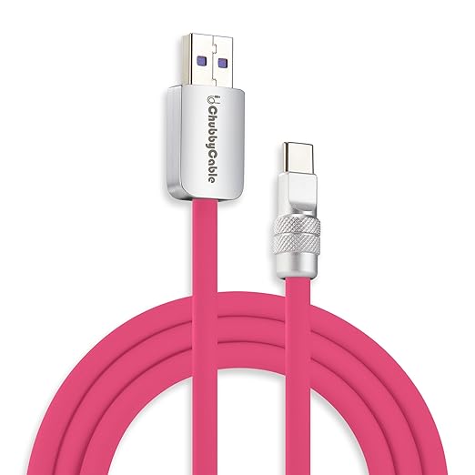 chubbycable Chubby 2.0 Fast Charging Cable Durable Soft Silicone USB C Cable 120W Extra Thick Charger Cord Compatible with iPhone 17-15 Series iPad, Rose Red, USB-A to Type-C, 19.6 FT