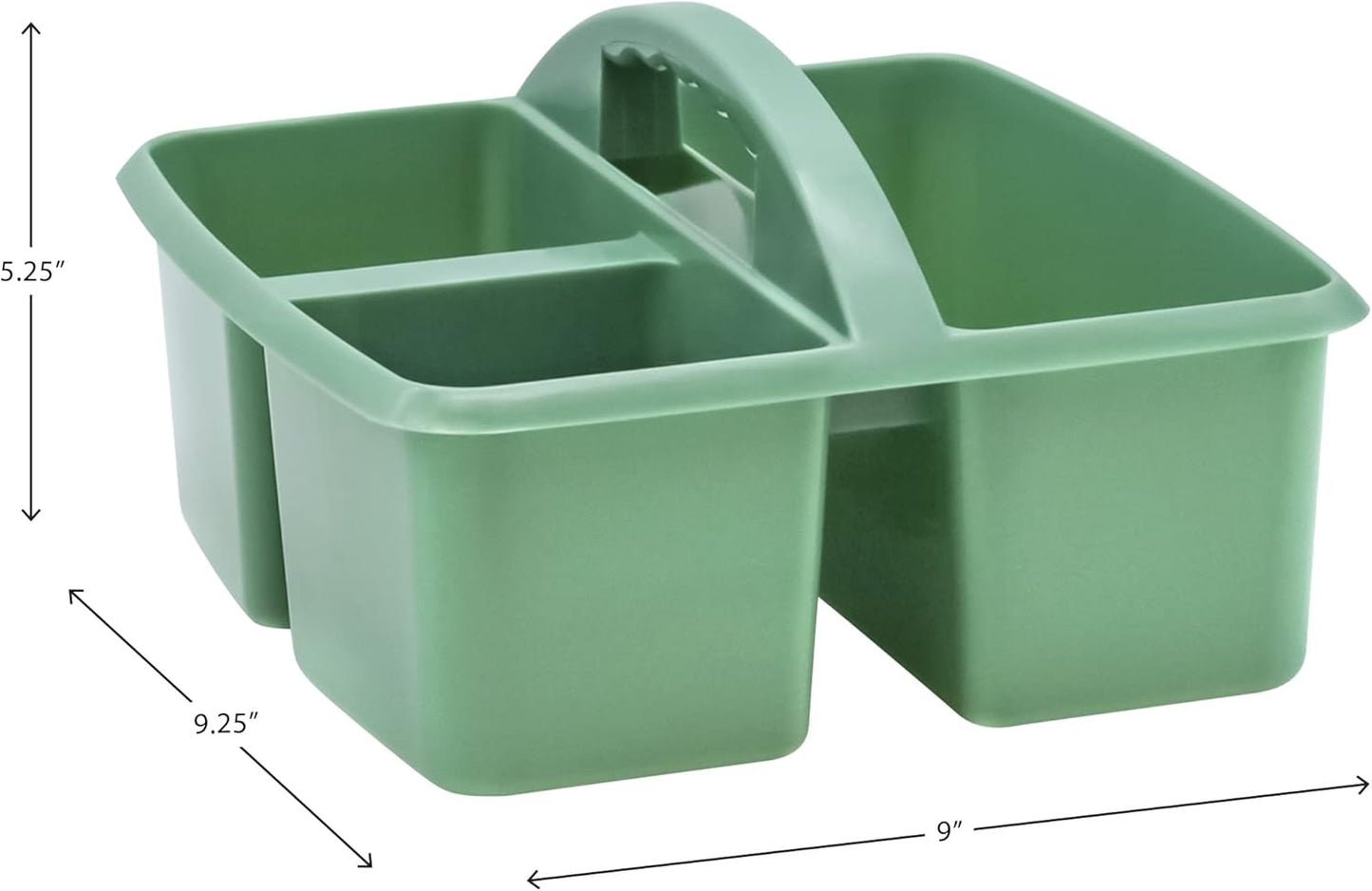 Teacher Created Resources Eucalyptus Green Portable Plastic Storage Caddy 6-Pack for Classrooms, Kids Room, and Office Organization, 3 Compartments