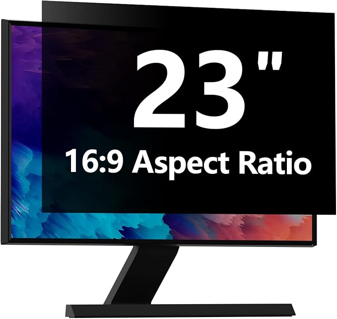 Computer Privacy Screen Protector 23 Inch with Hp Dell Acer Asus Samsung LG and More, Removable Security Shield Filter for 16:9 Aspect Ratio Monitor Like ViewSonic Sceptre AOC Koorui BenQ (23" Diagonal 16:9 1 Pack)