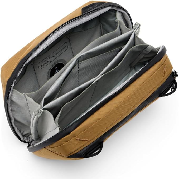 Peak Design Tech Pouch, Coyote, Electronics Organizer for Travel or Everyday Carry, Origami-Style Storage, Cable Pass-Through, Weatherproof, Gear Carry Bag for Men and Women