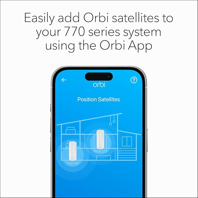 NETGEAR Orbi 770 Series Tri-Band WiFi 7 Mesh Add-on Satellite (RBE770) – Works with Orbi RBE772 and RBE773, Security Features, Up to 11Gbps, Covers up to 2,750 sq ft, 2.5 Gig LAN Ports