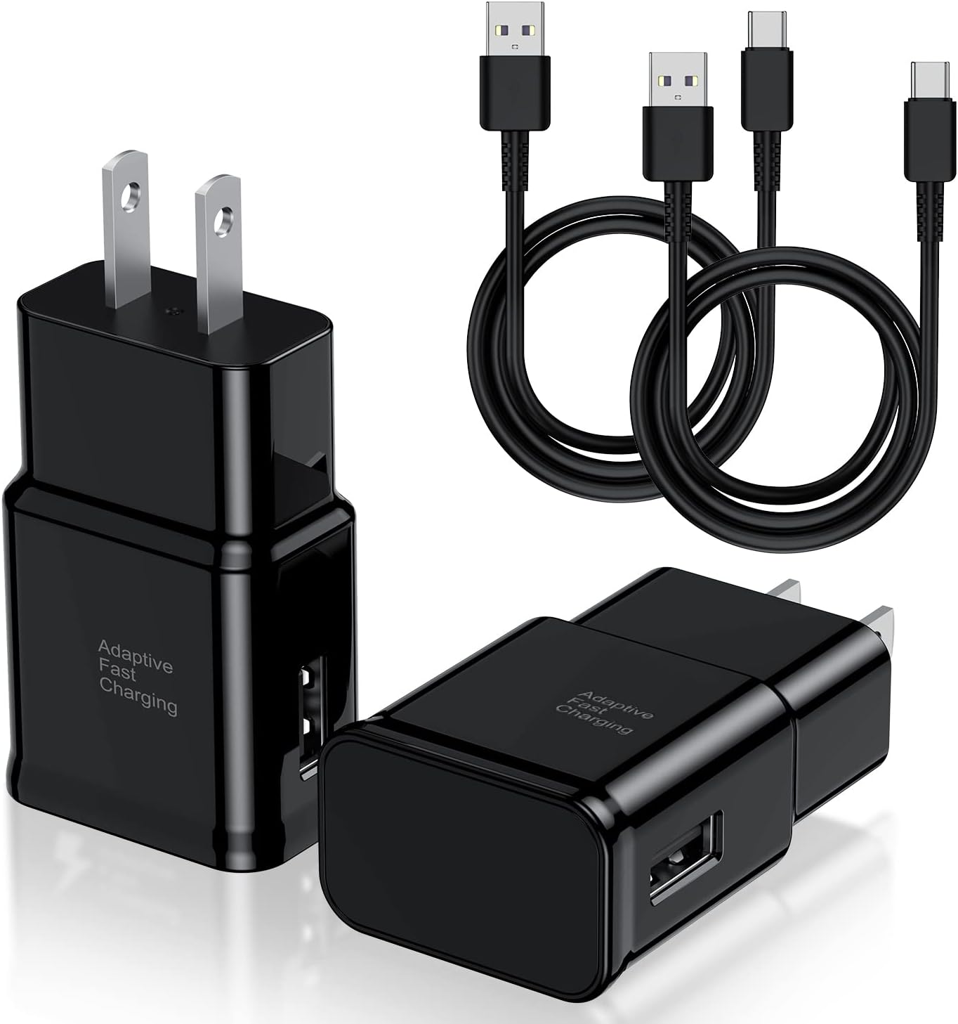 Type C Charger Fast Charging, 2 Pack USB C Android Phone Wall Charger Block & 10ft Charge Cable Cord, for Samsung Galaxy S8 / S9 / S10 Plus Active S10e, S20 / S21 Ultra Plus, Note 8 9 10, Pixel 3 etc