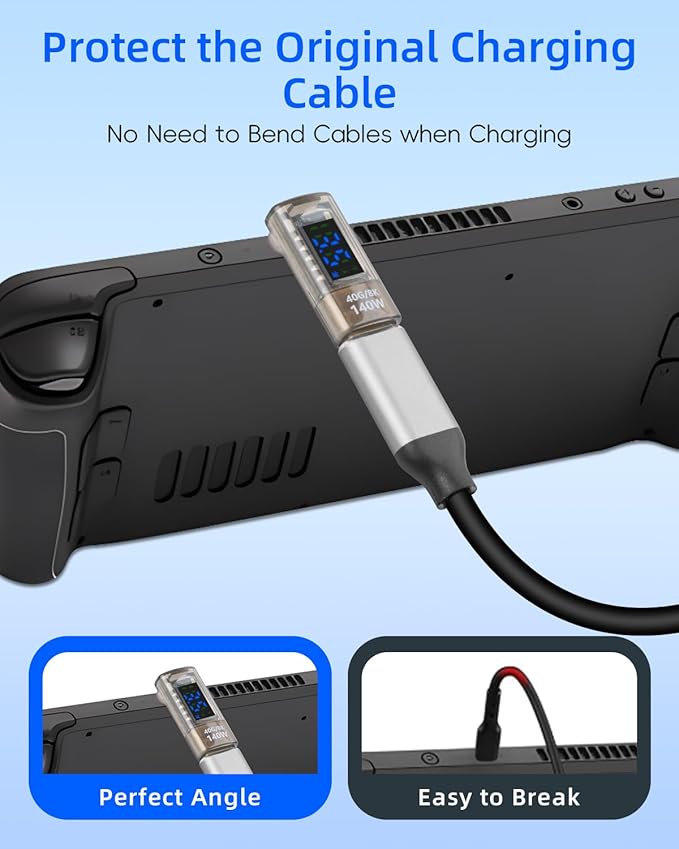 270 Degree USB C Power Meter with Digital Display,PD 140W USB C Adapter,Supports Voltage,Current and Power Detection,USB Type C Male to Female for,Phone,Laptops(2 Pack)