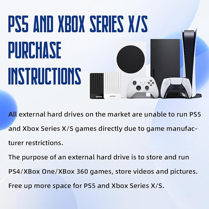 Portable External Hard Drive Storage Expansion Mobile HDD USB 3.0 for PC, Mac, Desktop, Laptop, PS4, PS5, Xbox One X/S, Xbox 360, Xbox Series X/S, Office & Game (Blue, 1TB)