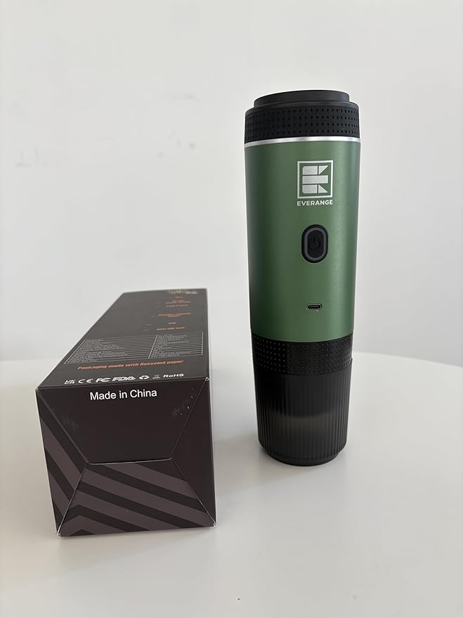 Portable Electric Espresso Machine, Travel Coffee Maker Brewer Compatible with Ground Coffee & NS Capsules (Green with LCD Screen)