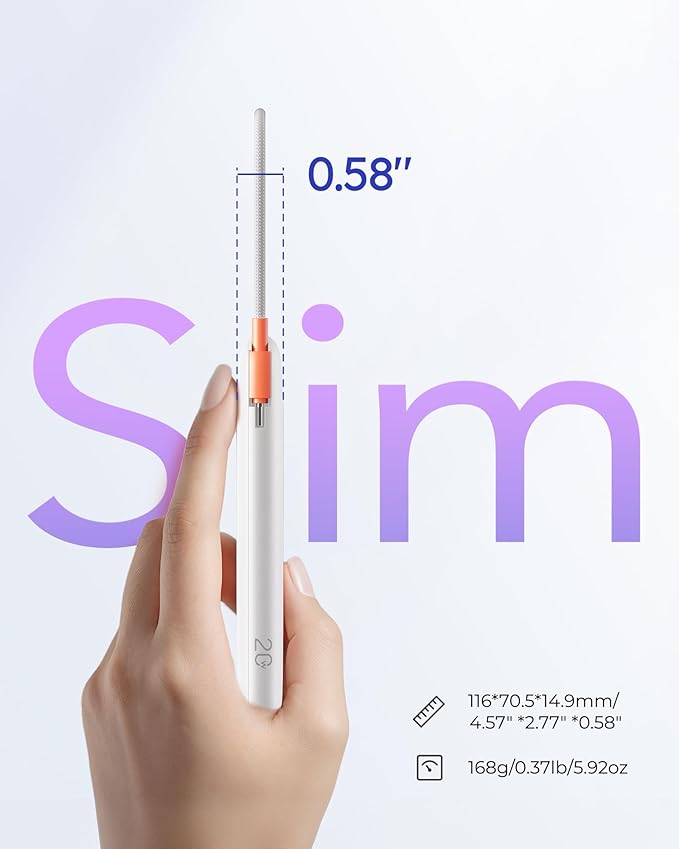 Slim Portable Charger 10000mAh, Travel Power Bank with Built-in USB-C Cable & LED Display, 22.5W Fast Charging Battery Pack Compatible with iPhone 16 15 Samsung S24 S23 -White