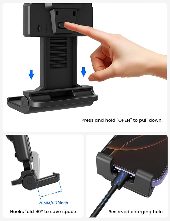 OHLPRO Tablet Holder for Car Suction Cup Mount for Dashboard & Windshield, 360° Rotation Adjustable Clamp with Telescopic Arm Compatible with 5"-13" iPad Pro,Air,Mini,Galaxy Tab, Kindle Fire