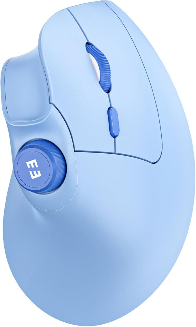 seenda Ergonomic Mouse Rechargeable, USB+Dual Bluetooth, MOU-302 Vertical Wireless Mouse with Volume Knob, Quiet Clicks, Multi-Device Cordless Mice Compatible for Windows, PC, Laptop, Mac OS, Blue