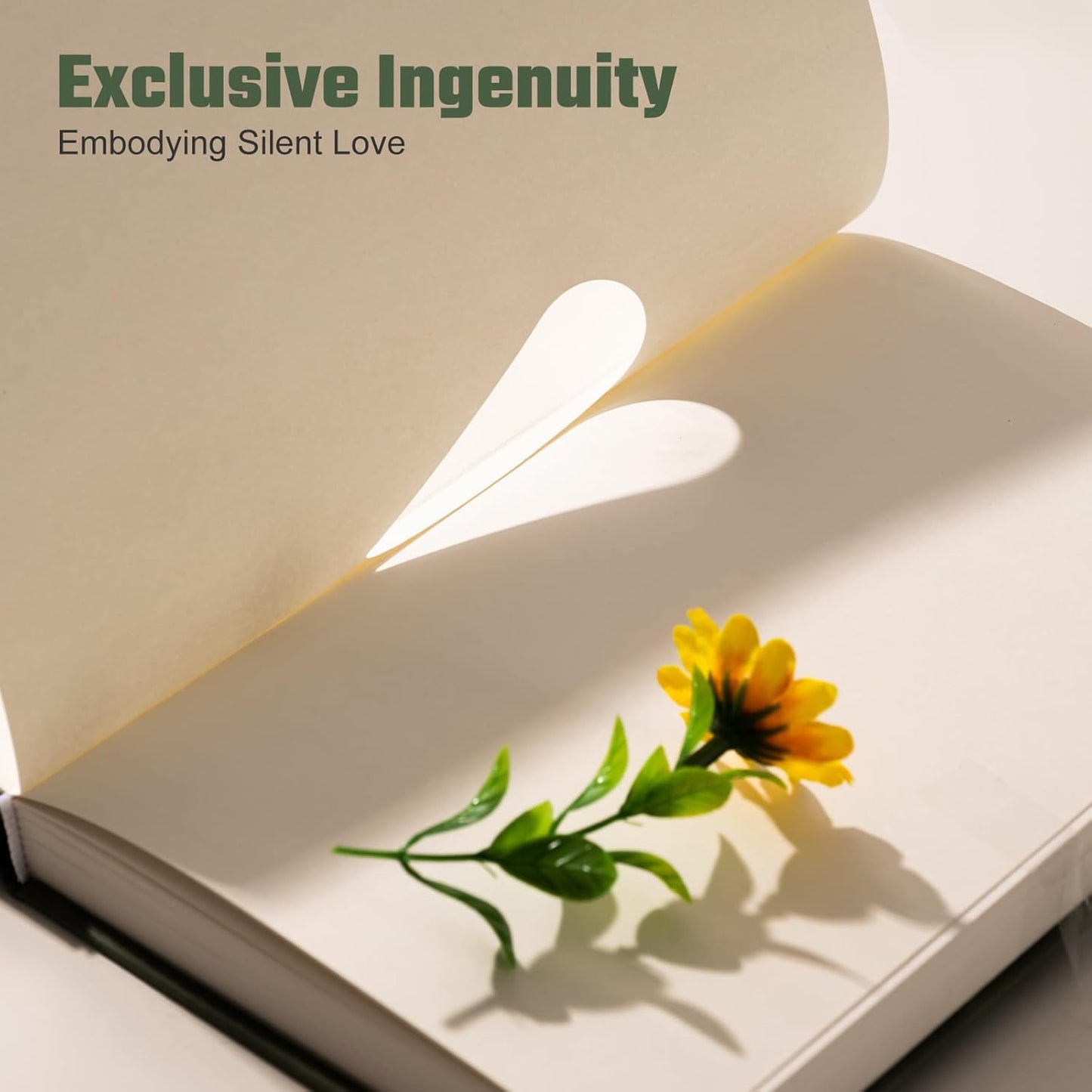 Sunflower Journal for Girls Women Journals for Writing 100GSM College Ruled A5 Leather Notebook for Girls Ages 8-12 Flower Diary with Heart-shaped Shadow, 5.7" x 8.3", Green