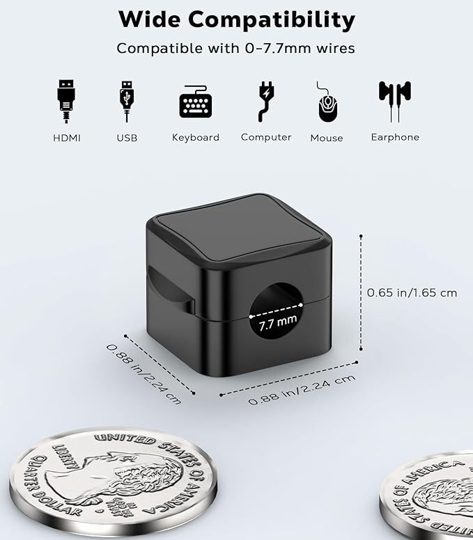 MoKo 8 Pack Magnetic Cable Clips, Desk Cord Organizer, Adhesive Cord Holder, Cable Management Wire Holder Keeper for Nightstand Desk Kitchen Office Car Wall Glass, Black